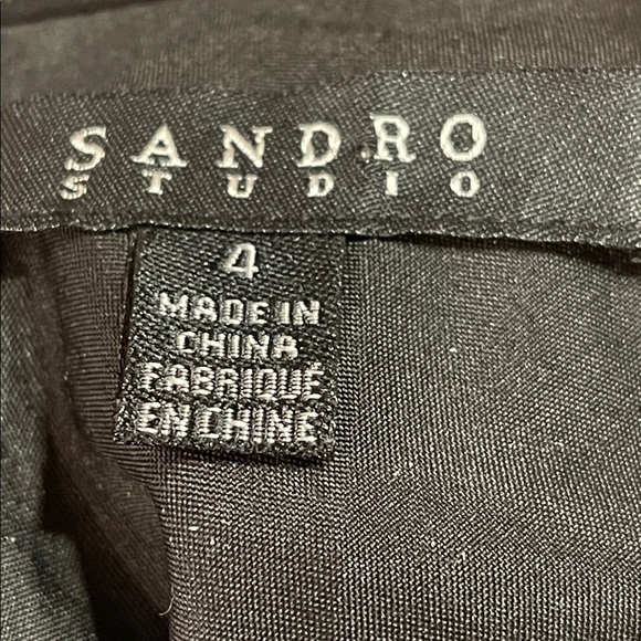 Sandro Studio Size 4 Black Pleated Midi Skirt Parisian Minimalist - Picture 6 of 9